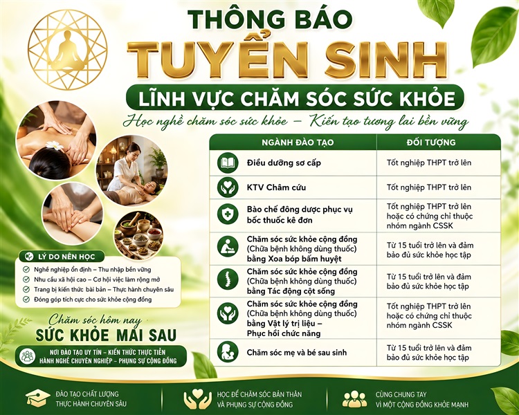 THÔNG BÁO TUYỂN SINH LĨNH VỰC CHĂM SÓC SỨC KHOẺ